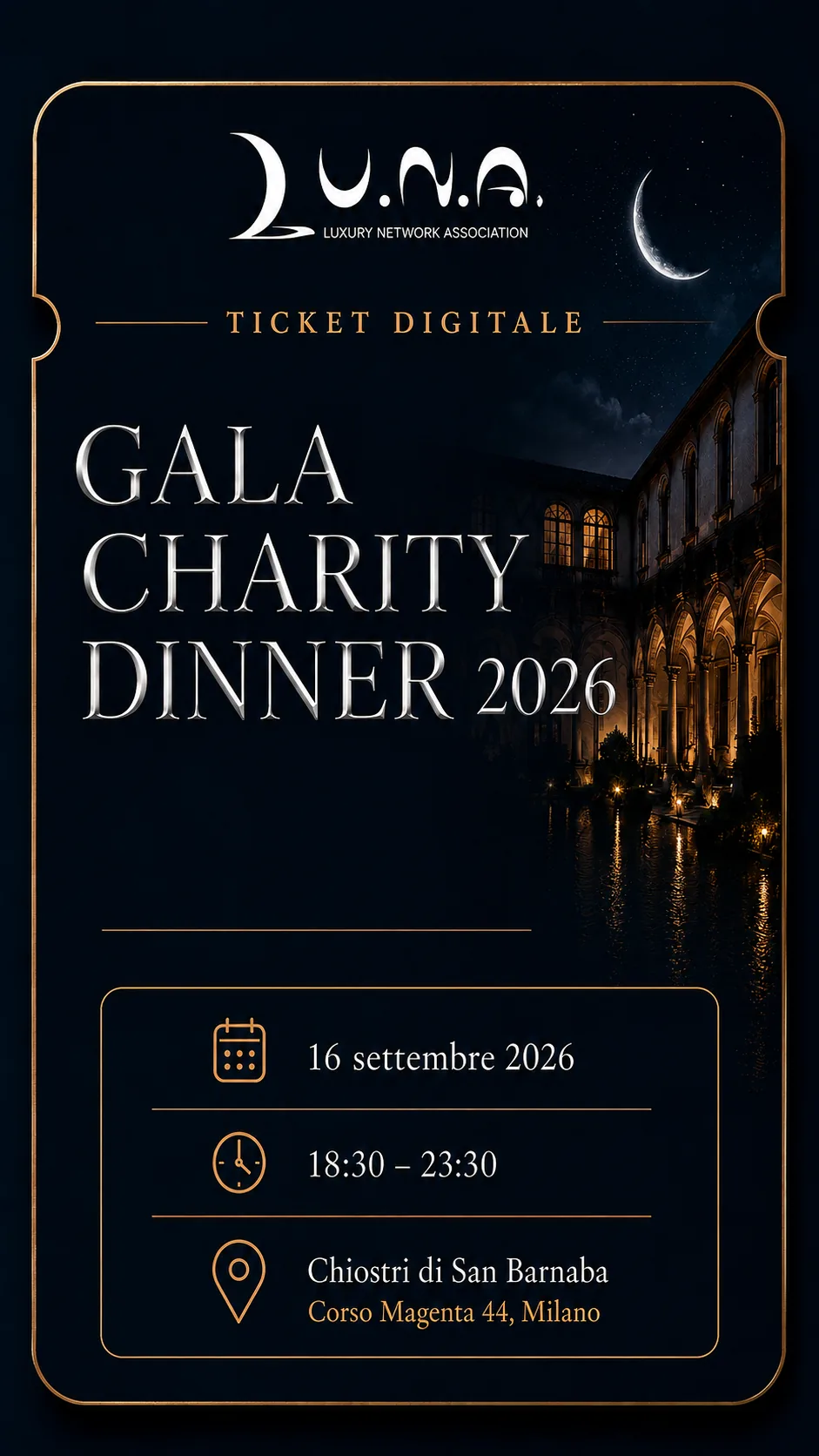 Ticket digitale Lu.N.A. Gala Charity Dinner 2026